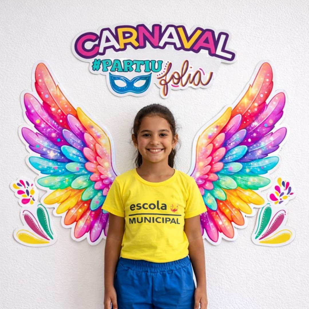 Painel Carnaval Asas: Super chamativo, lúdico e faz o maior sucesso com as crianças (e com os registros fotográficos!).