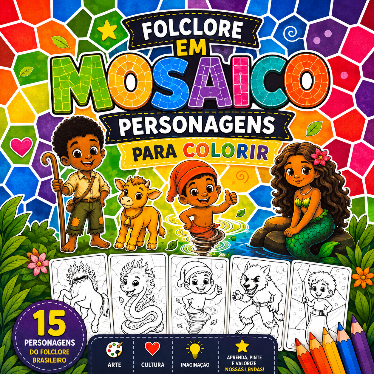 Atividades Folclore – Mosaico para Colorir